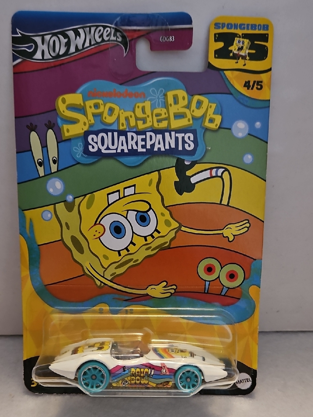 SpongeBob SquarePants White Racer Toy Car, On Card, See Pics